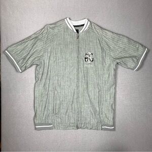 Sean John Zip Up Shirt Jacket Mens XL Pinstripe Linen Y2K